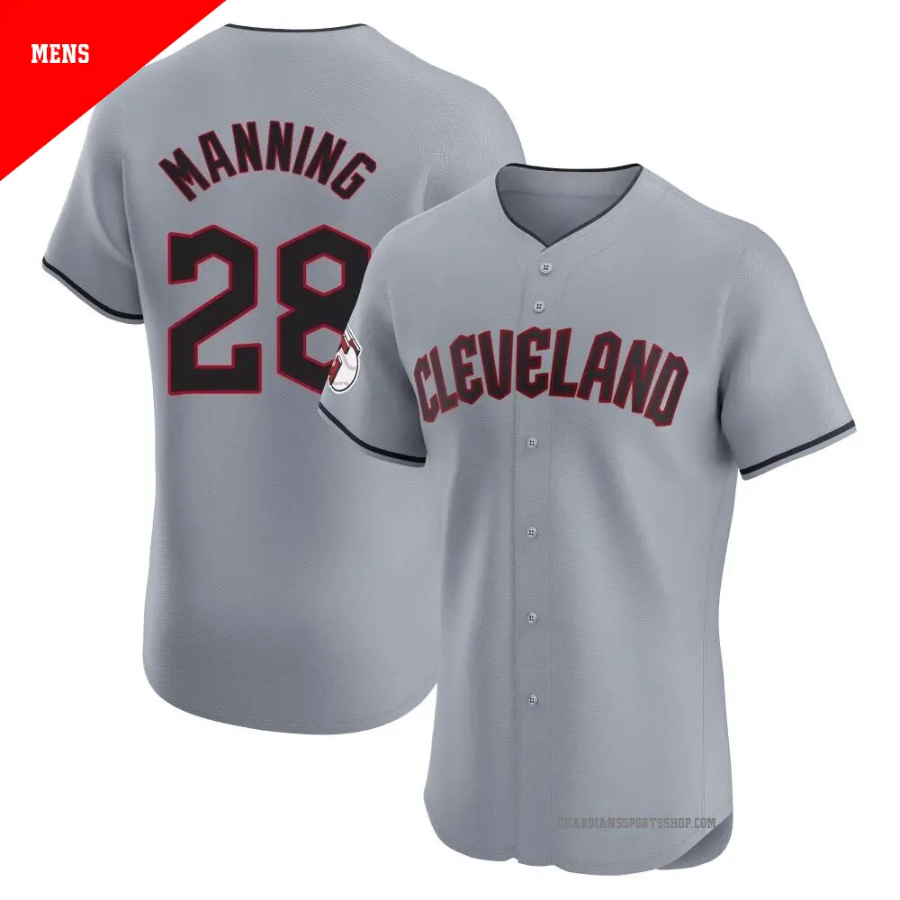Men's ＃28 Rick Manning Cleveland Guardians Gray Elite Road Jersey