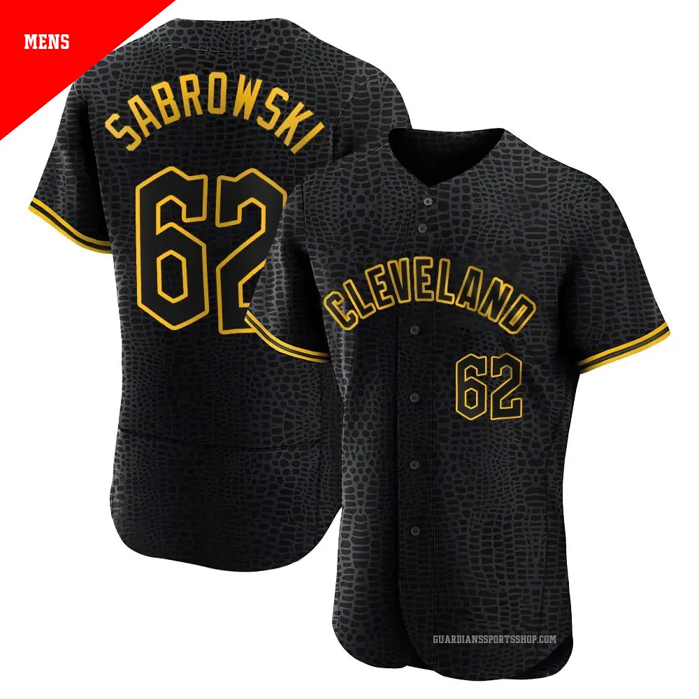 Men's ＃62 Erik Sabrowski Cleveland Guardians Black Authentic Snake Skin City Jersey