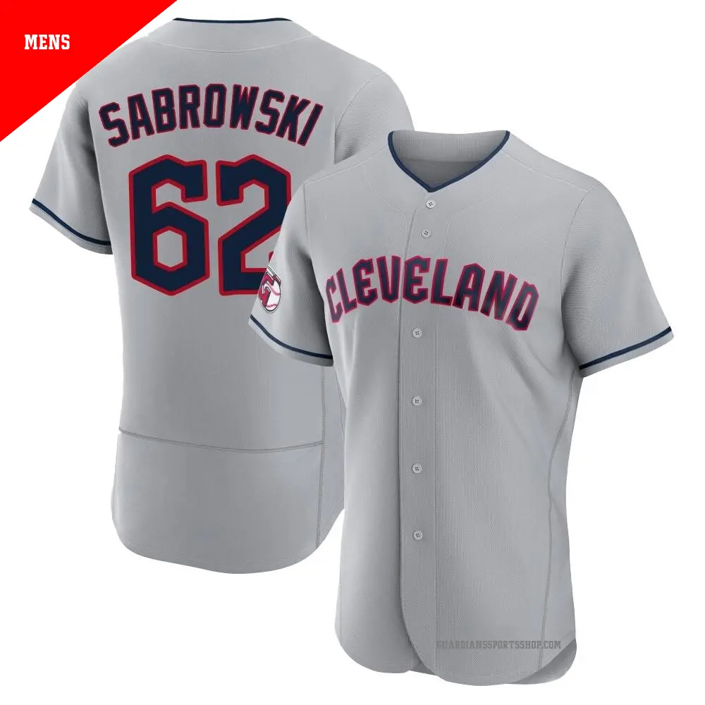 Men's ＃62 Erik Sabrowski Cleveland Guardians Gray Authentic Road Jersey
