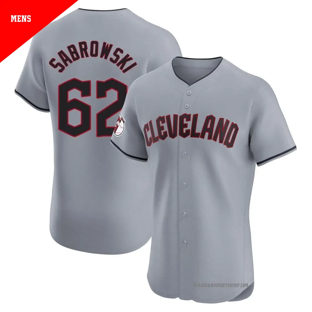 Men's ＃62 Erik Sabrowski Cleveland Guardians Gray Elite Road Jersey