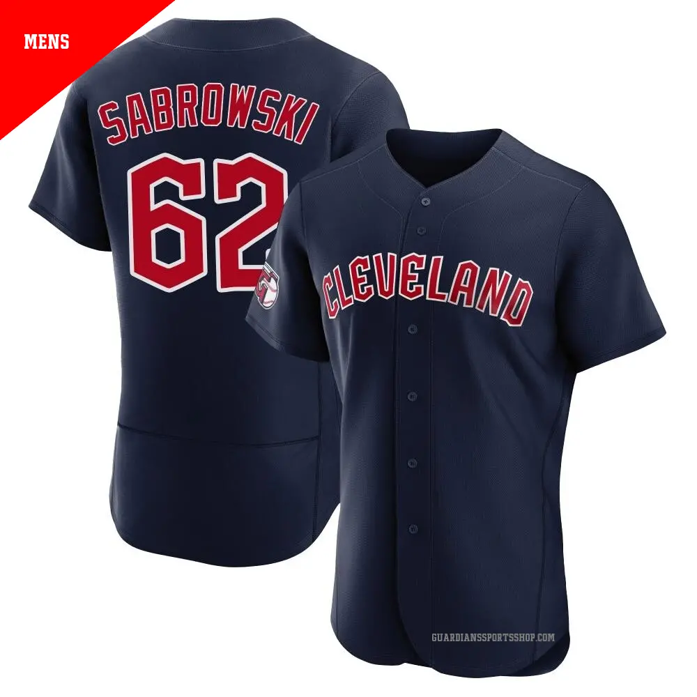 Men's ＃62 Erik Sabrowski Cleveland Guardians Navy Authentic Alternate Jersey