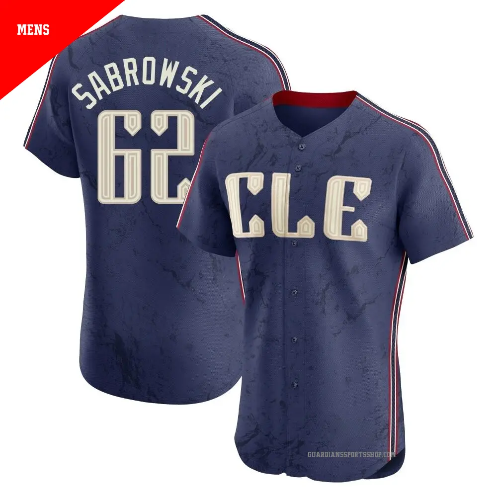 Men's ＃62 Erik Sabrowski Cleveland Guardians Navy Elite 2024 City Connect Jersey