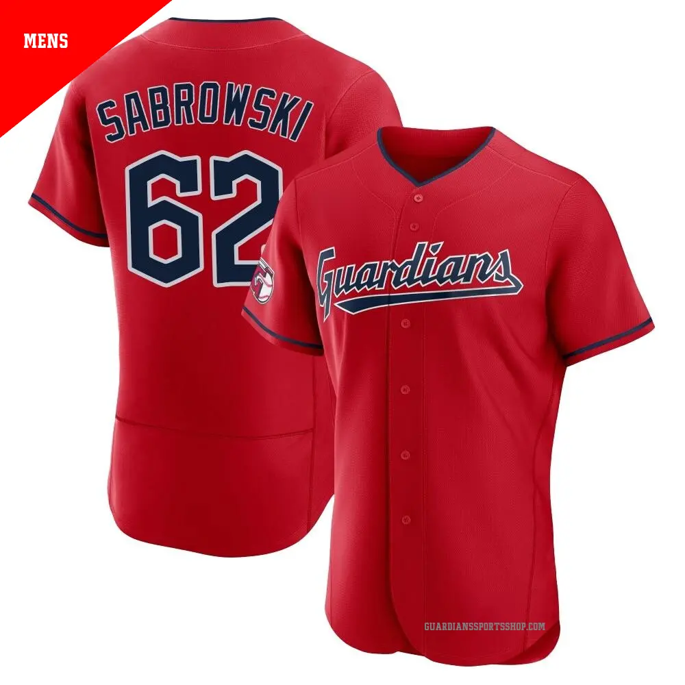 Men's ＃62 Erik Sabrowski Cleveland Guardians Red Authentic Alternate Jersey
