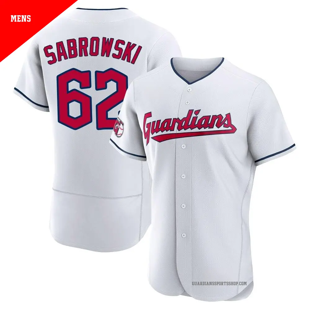 Men's ＃62 Erik Sabrowski Cleveland Guardians White Authentic Home Jersey
