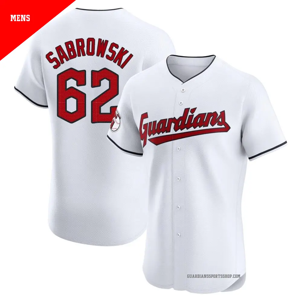 Men's ＃62 Erik Sabrowski Cleveland Guardians White Elite Home Jersey
