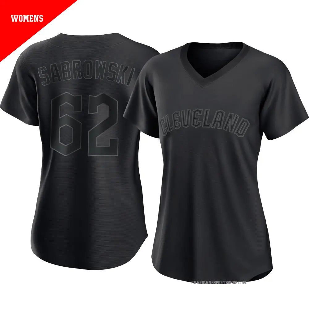 Women's ＃62 Erik Sabrowski Cleveland Guardians Black Authentic Pitch Fashion Jersey