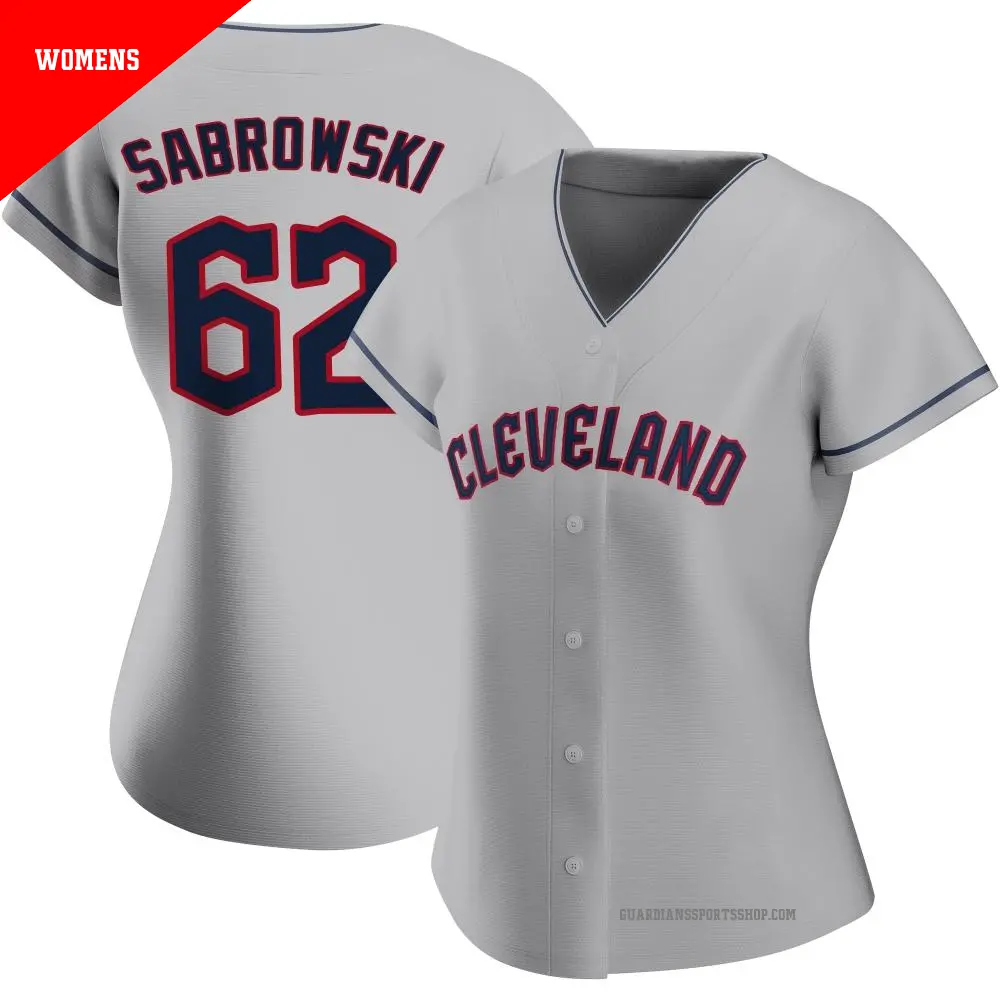 Women's ＃62 Erik Sabrowski Cleveland Guardians Gray Authentic Road Jersey