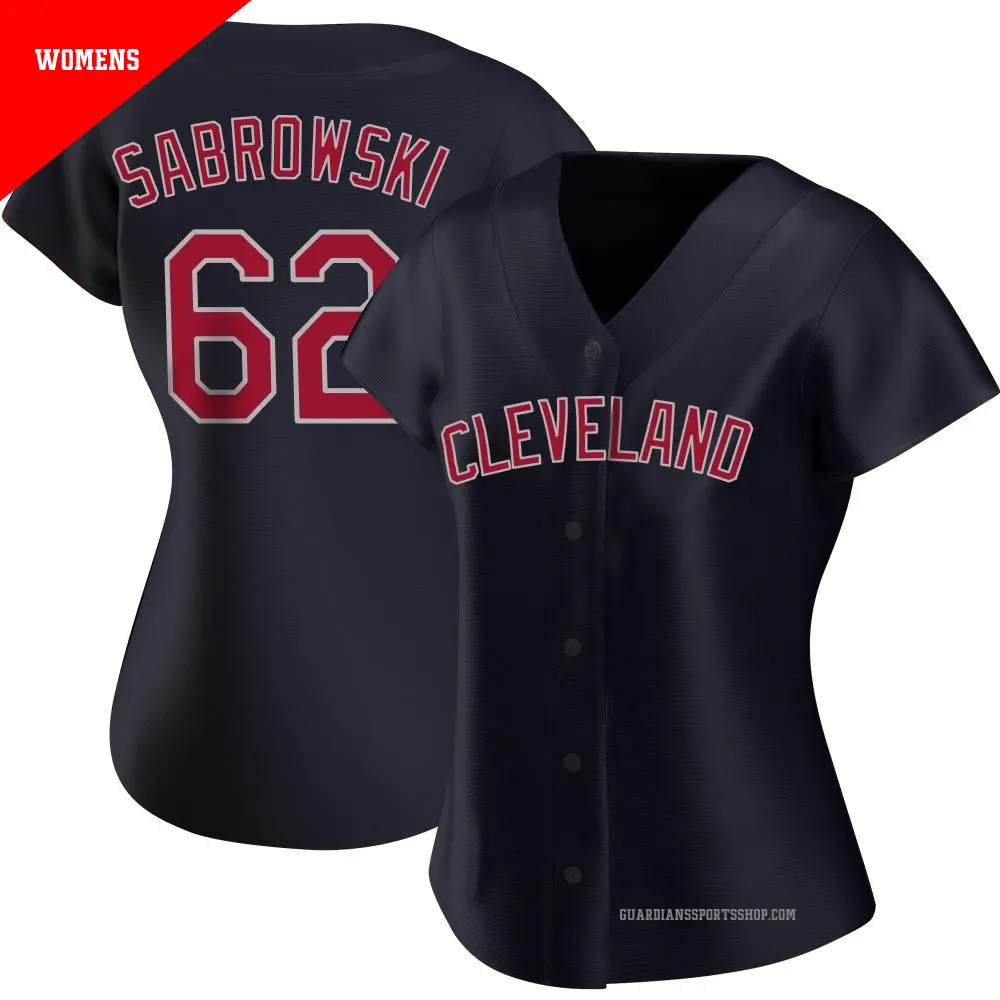 Women's ＃62 Erik Sabrowski Cleveland Guardians Navy Authentic Alternate Jersey