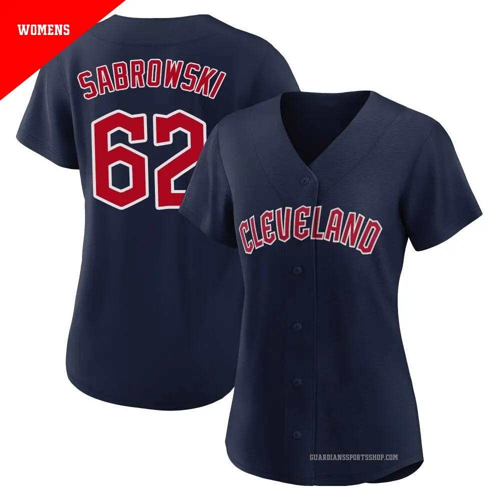 Women's ＃62 Erik Sabrowski Cleveland Guardians Navy Authentic Alternate Jersey