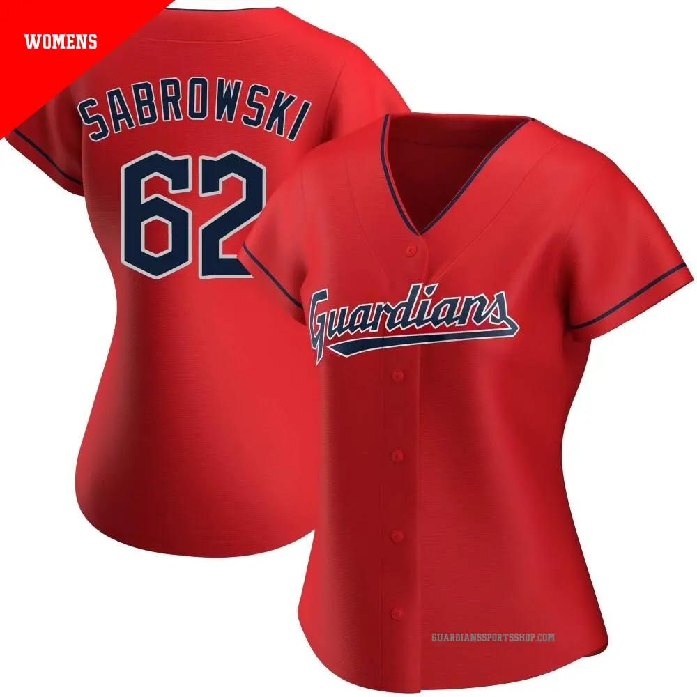Women's ＃62 Erik Sabrowski Cleveland Guardians Red Authentic Alternate Jersey