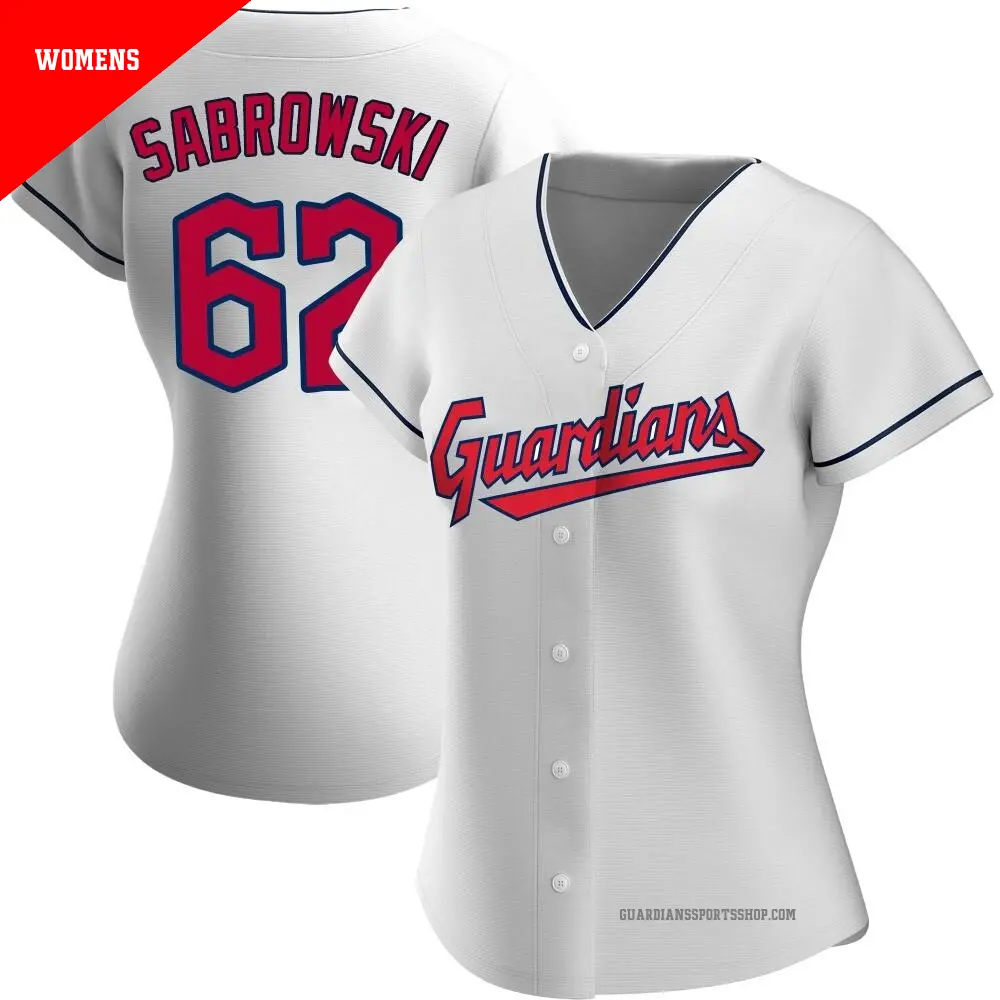 Women's ＃62 Erik Sabrowski Cleveland Guardians White Authentic Home Jersey