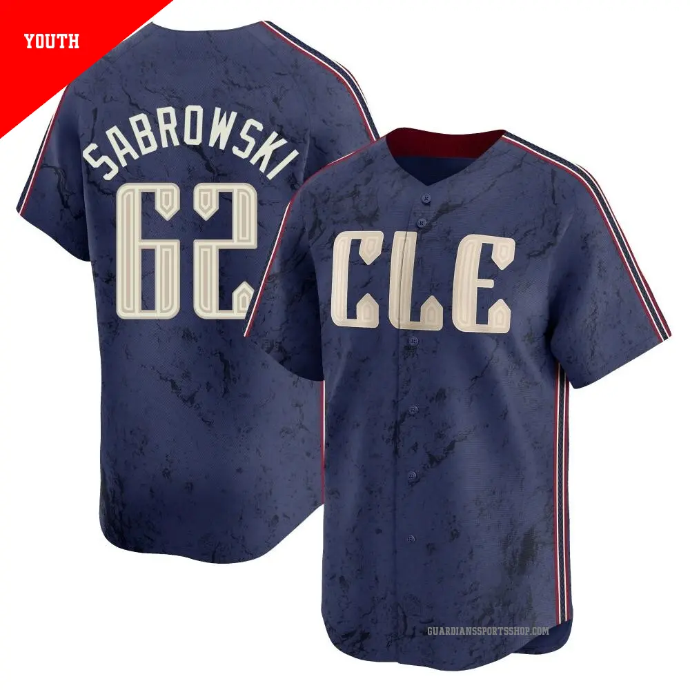 Youth ＃62 Erik Sabrowski Cleveland Guardians Navy Limited 2024 City Connect Jersey